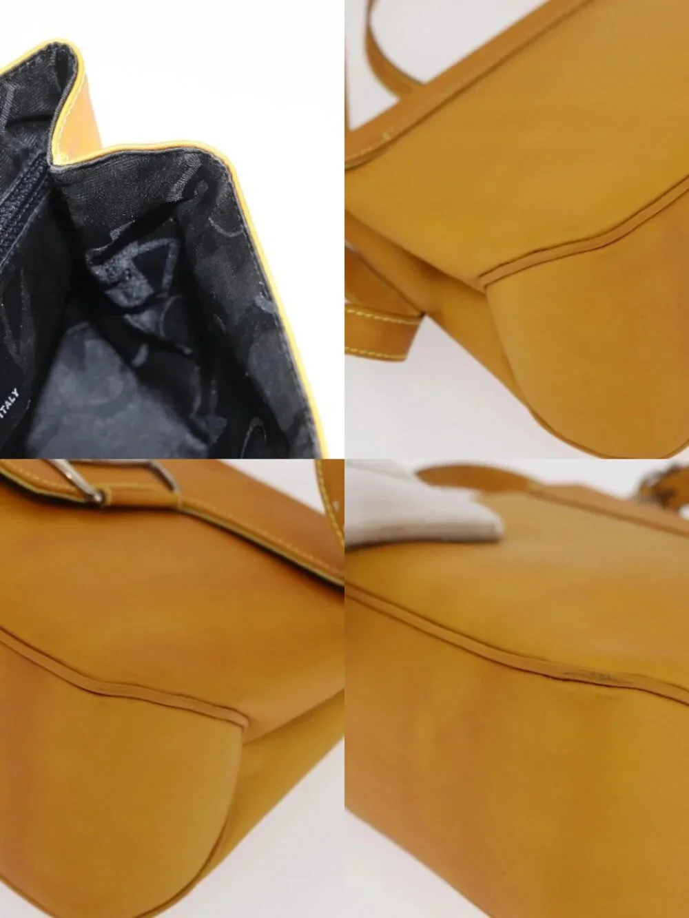 Salvatore Ferragamo Vala Hand Bag Leather 2way Yellow Silver Auth 166370